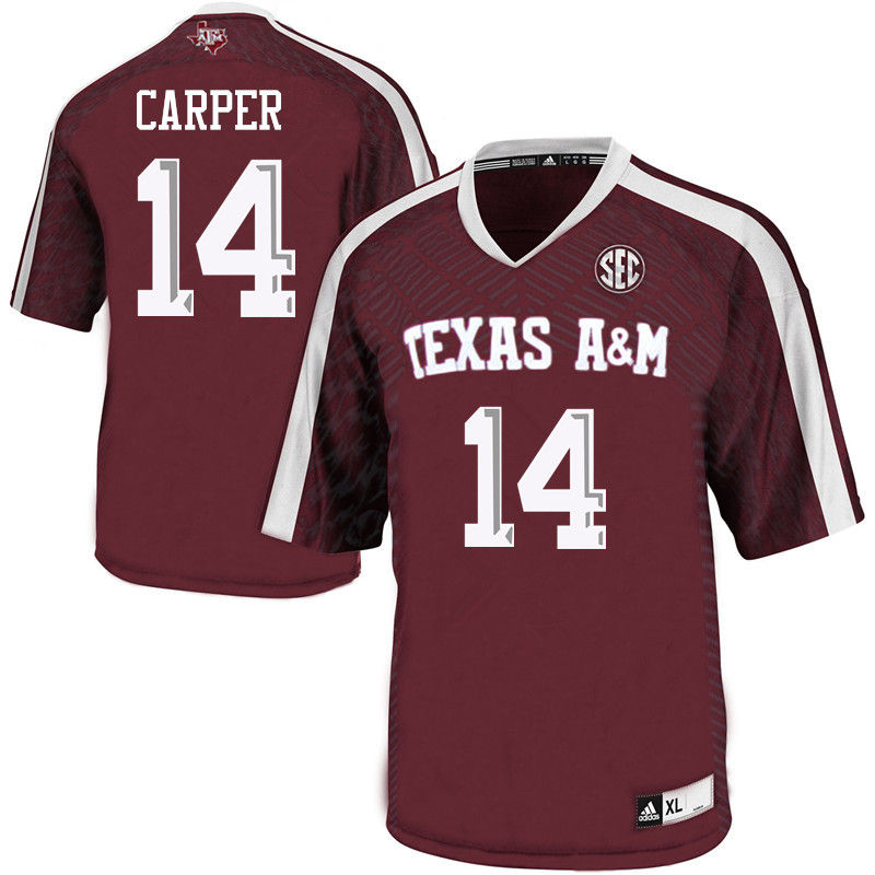 Men #14 Keldrick Carper Texas A&M Aggies College Football Jerseys-Maroon - Click Image to Close